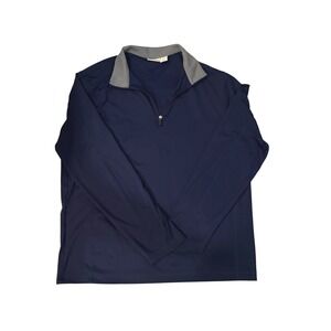 Rorie Whelan Golf Mens Large Navy Blue Grey Quarter Zip Pullover Long Sleeve Top